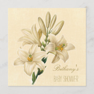 Invitation Baby shower Chic Vintage Lily Flowers