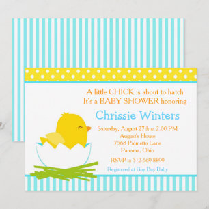 Invitation Baby shower chiche garçon bleu et jaune