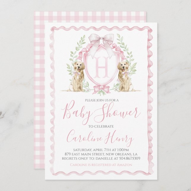 Invitation Baby shower Chien Chien Chien Chien Chien Chien Ch (Devant / Derrière)