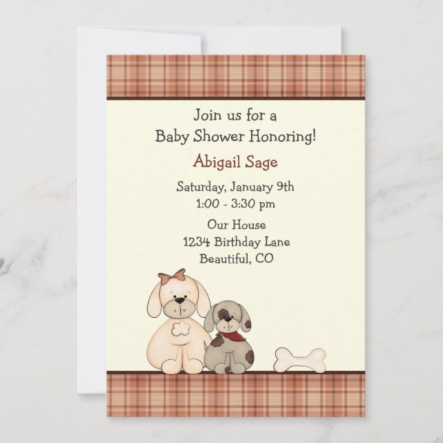 Invitation Baby shower Chien Chien Chien Chien Chien Puppy In (Devant)