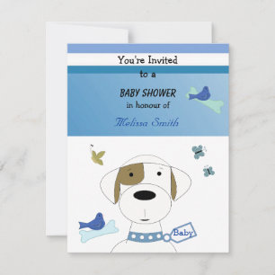 Invitation Baby shower Chien de dessin animé