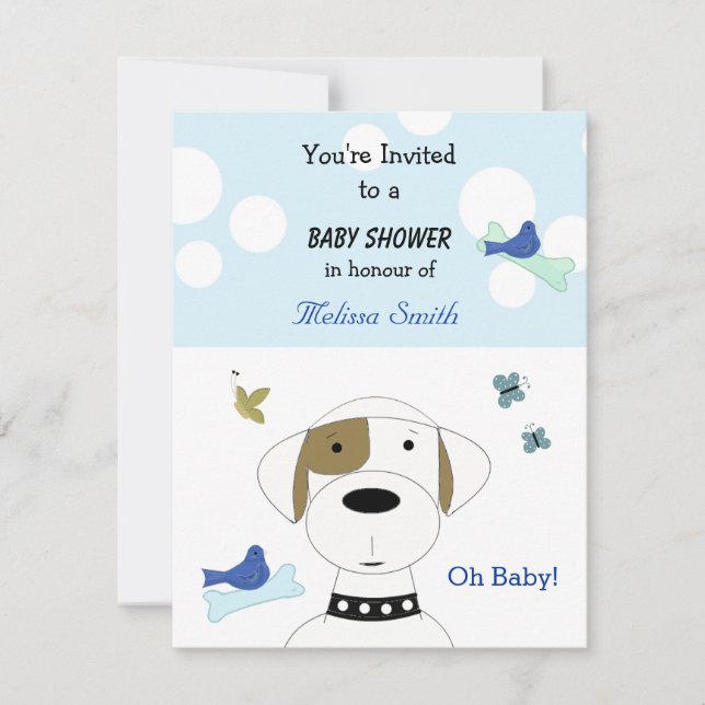 Invitation Baby shower Chien de dessin animé (Devant)
