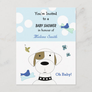 Invitation Baby shower Chien de dessin animé
