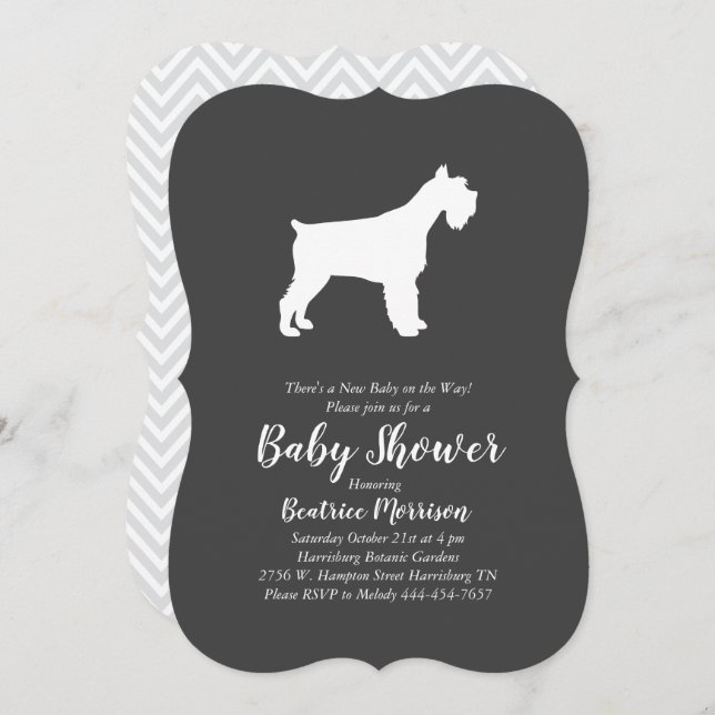 Invitation Baby shower Chien Schnauzer Miniature Neutre Genre (Devant / Derrière)