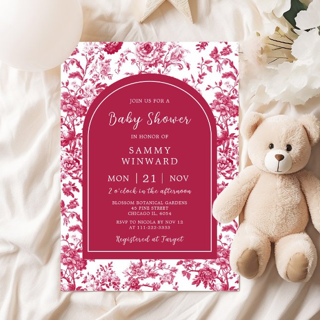 Invitation Baby shower chinois rose antique (Créateur téléchargé)