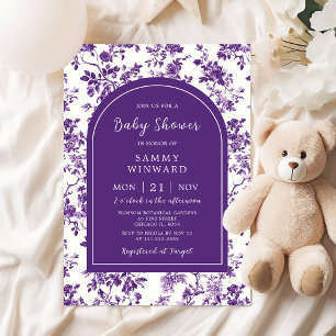 Invitation Baby shower Chinoiserie d'antiquité violet