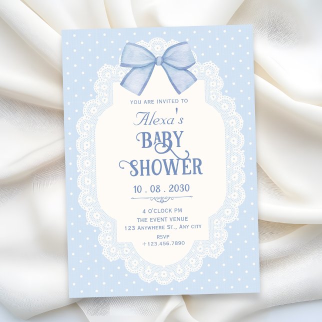 Invitation Baby shower choquette à ruban bleu (Créateur téléchargé)