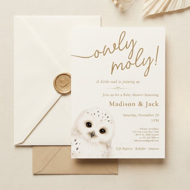 Invitation Baby Shower Chouette Moly (Owly Moly Baby Shower Invitation)