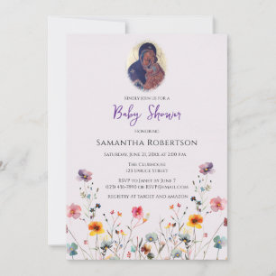 Invitation Baby shower chrétien orthodoxe fleur sauvage