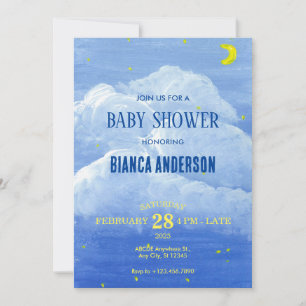 Invitation Baby shower ciel bleu