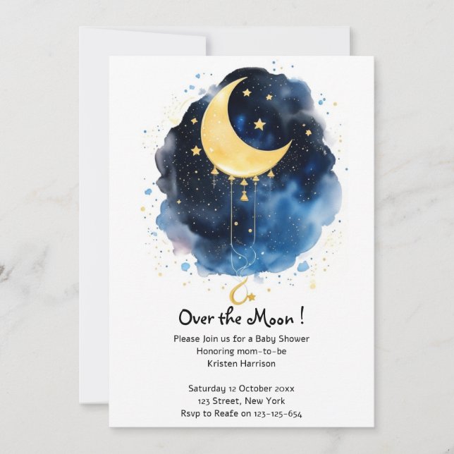 Invitation Baby shower Ciel nocturne étincelant (Devant)