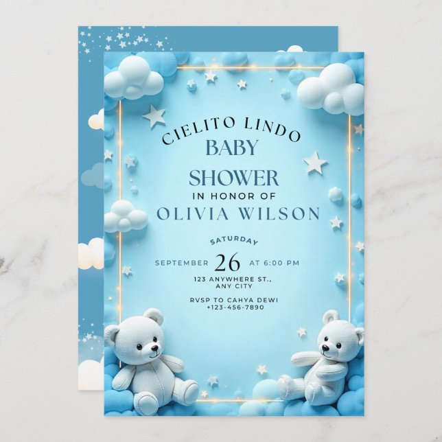 Invitation Baby shower Cielito Lindo (Devant / Derrière)