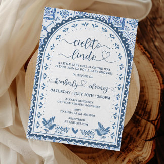 Invitation Baby shower Cielito Lindo Blanc & Bleu