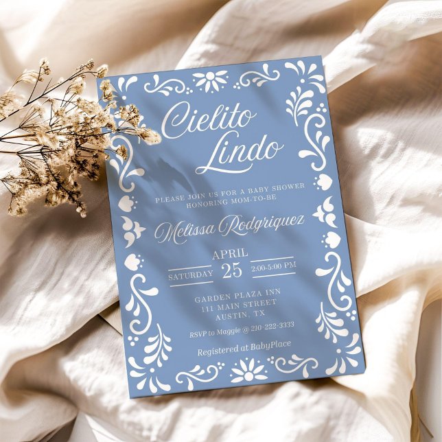 Invitation Baby shower Cielito Lindo Invitation, Dusty Blue (Créateur téléchargé)