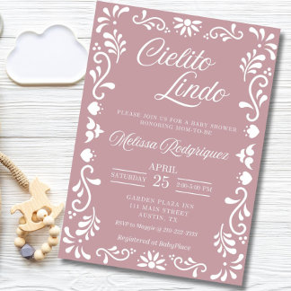 Invitation Baby shower Cielito Lindo Invitation, Rose Dusty