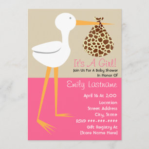 Invitation Baby shower - cigogne avec le paquet d'impression