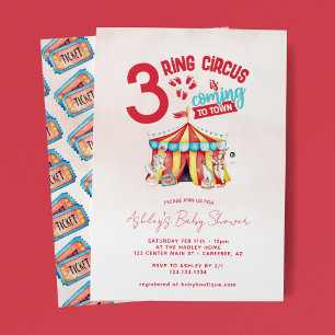 Invitation Baby shower Circus Big Top Triplets