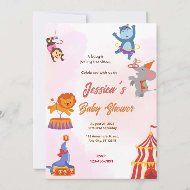 Invitation Baby shower cirque (Devant)