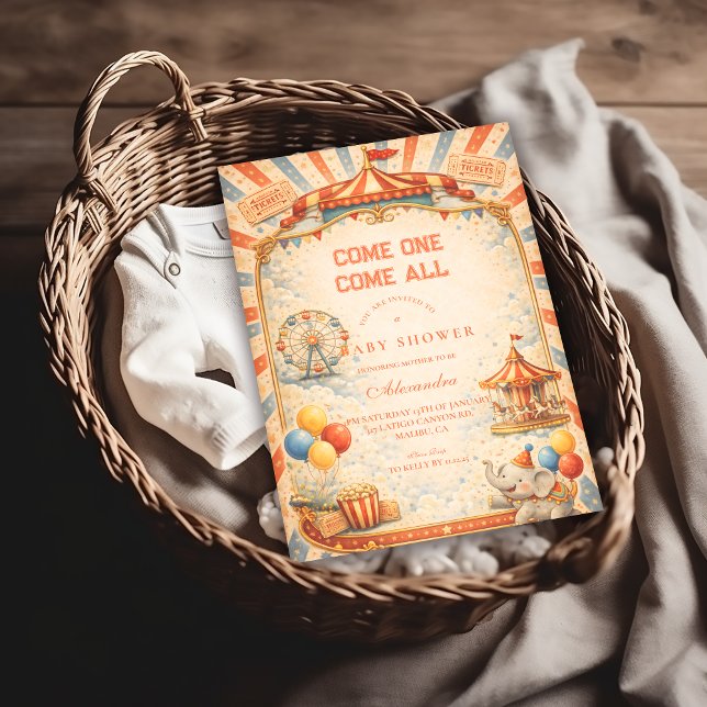Invitation Baby Shower Cirque Conte de Fées (Créateur téléchargé)