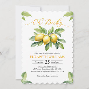 Invitation Baby shower citron aquarelle