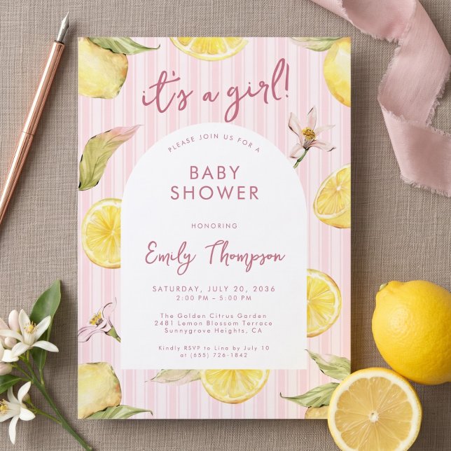 Invitation Baby Shower Citron Aquarelle  (Créateur téléchargé)