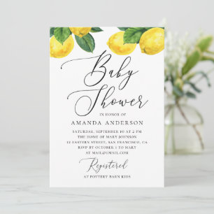 Invitation Baby shower citron aquarelle   Citrus élégant