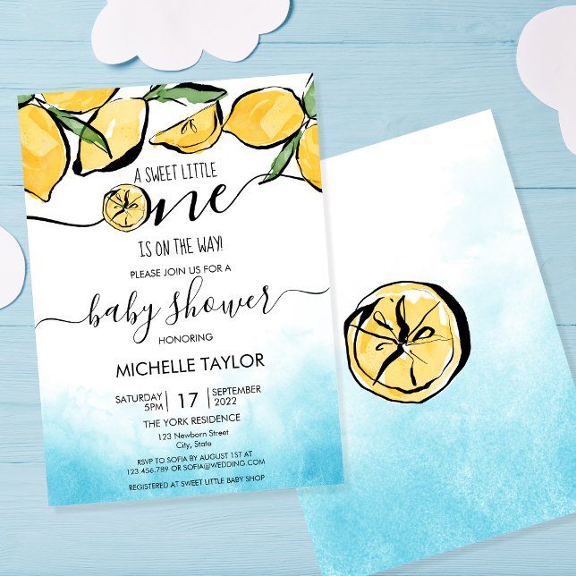Invitation Baby shower citron Aquarelle Sexe Neutre Invit (Créateur téléchargé)