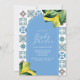 Invitation Baby shower citron bleu et jaune