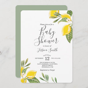 Invitation Baby shower citron Boho Citrus Rustique