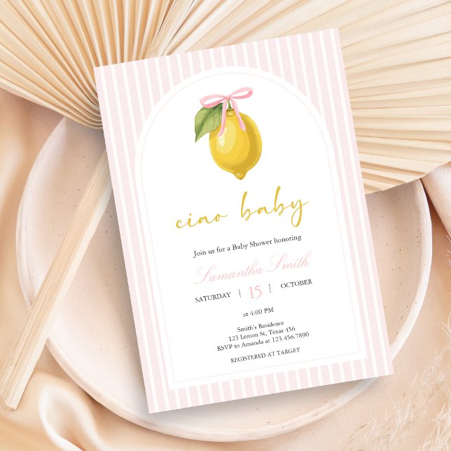 Invitation Baby Shower Citron Ciao (Lemon Ciao Baby Shower Invitation)