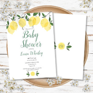 Invitation Baby Shower Citron Citrus Moderne pour Nouveau-Né