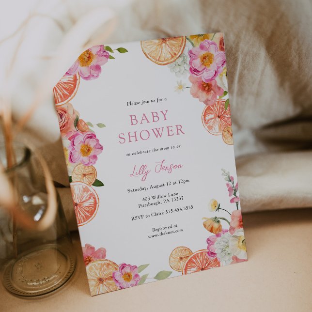 Invitation Baby Shower Citron Clair et Fleurs Coquettes (Créateur téléchargé)