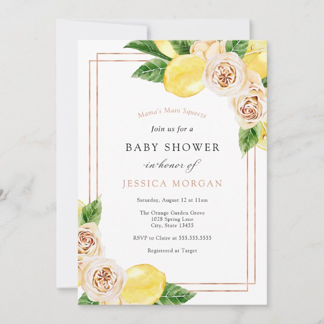 Invitation Baby shower citron et verdure (Devant)