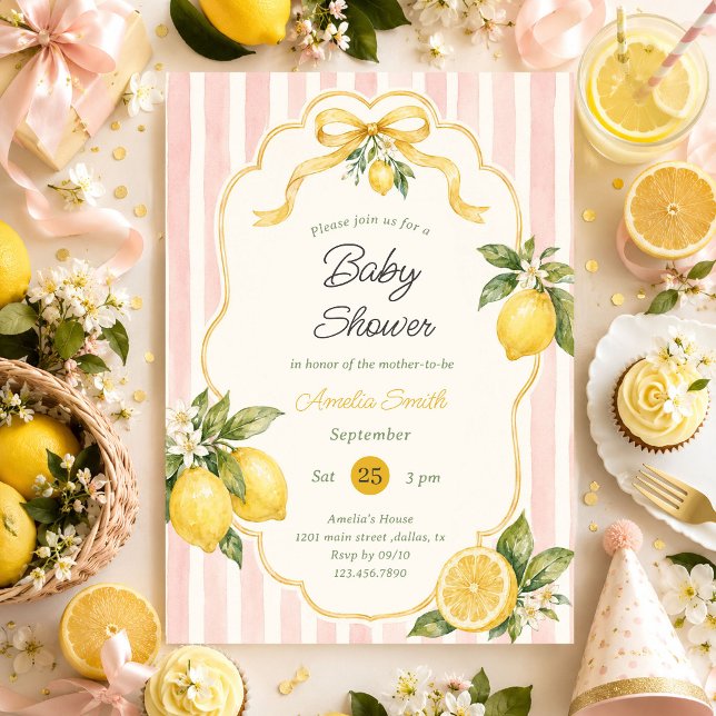 Invitation Baby Shower Citron Floral Fleur (Créateur téléchargé)