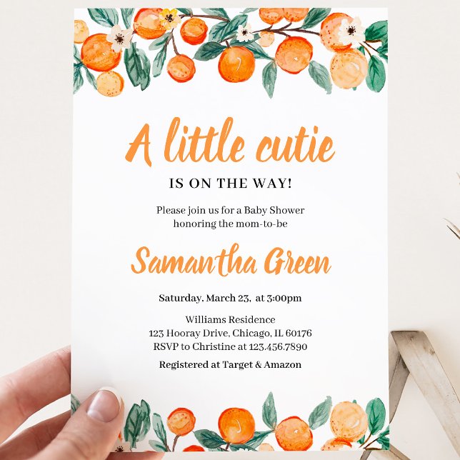 Invitation Baby Shower Citron Orange Neutre (Créateur téléchargé)