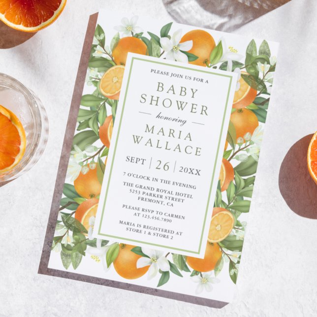 Invitation Baby Shower Citron Orange Rustique Tangerine (Créateur téléchargé)