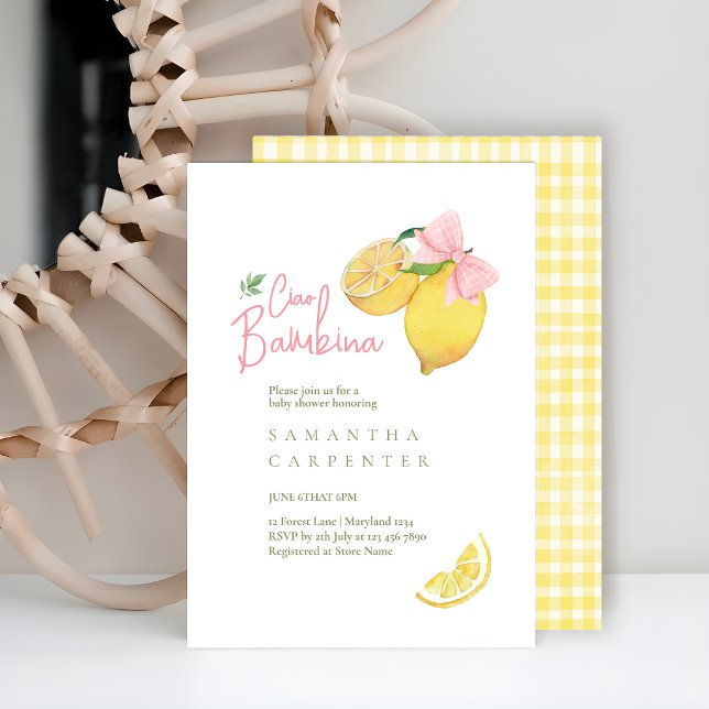 Invitation Baby shower citron rose citrus (Créateur téléchargé)
