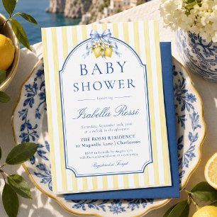 Invitation Baby Shower Citron Ruban Bleu de la Côte d'Amalfi