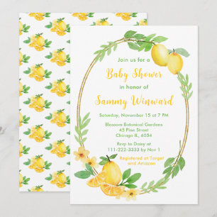 Invitation Baby Shower Citrons et Feuillage