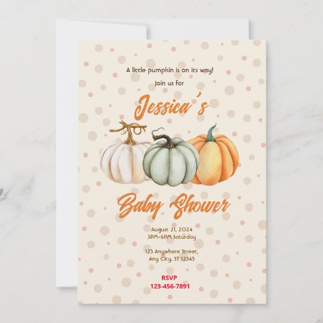 Invitation Baby shower citrouille (Devant)