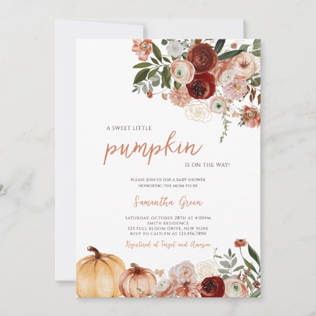 Invitation Baby shower citrouille (Devant)