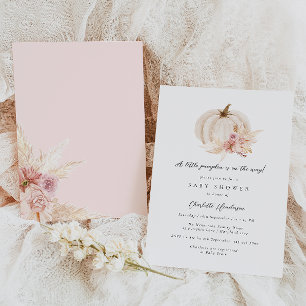 Invitation Baby shower Citrouille à la vapeur séché de Pampas