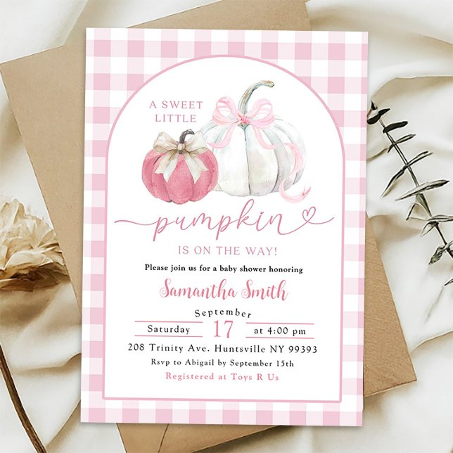 Invitation Baby shower Citrouille Arc-en-ciel Rose à l'anglai (Créateur téléchargé)