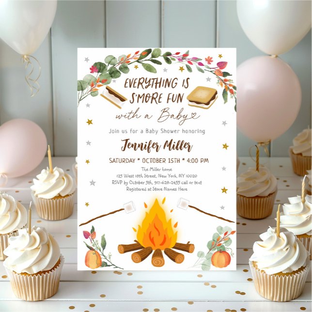 Invitation Baby shower Citrouille Automne S'mores Campfire (Créateur téléchargé)