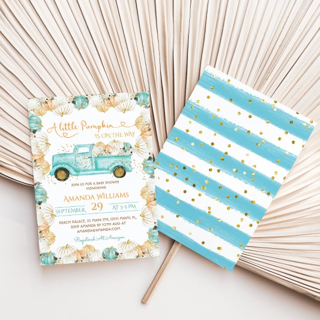 Invitation Baby shower Citrouille bleu (Créateur téléchargé)