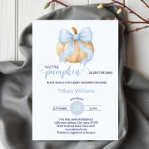 Baby shower citrouille bleu minimaliste