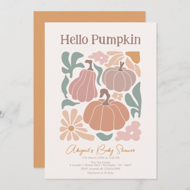Invitation Baby shower Citrouille Boho Fall (Devant / Derrière)