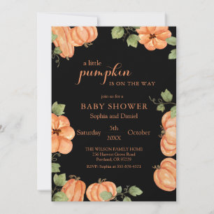 Invitation Baby shower Citrouille Chic Black Fall