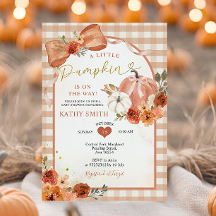 Invitation Baby shower Citrouille Citrouille Orange Bow Fall