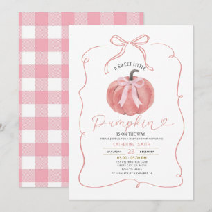 Invitation Baby shower Citrouille Coquette Pink Bow